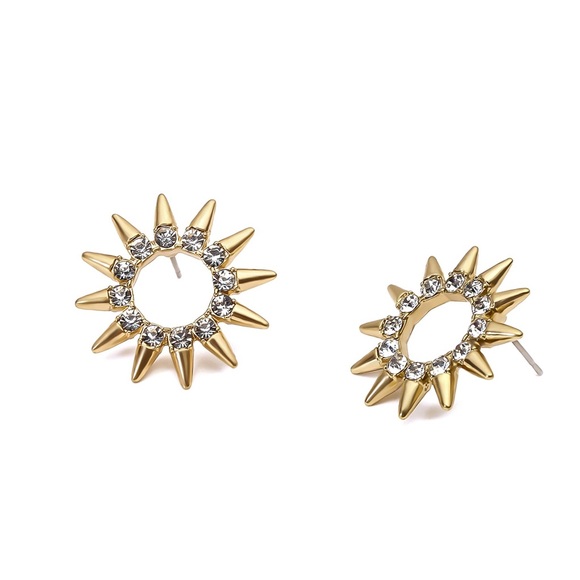 2/$20! Gold & Crystal Sun Ray Stud Earrings - Picture 6 of 8